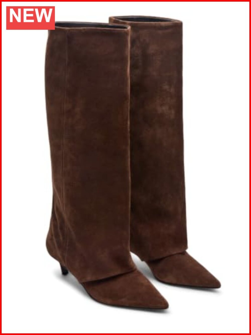 Women's Wide Calf Knee High Boots Pointed Toe Kitten Heel Faux Suede
